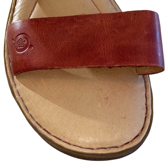 Born Selway Women's Red Leather Flat Sheikh Sandals with Ankle Strap Size 8M - Picture 8 of 10